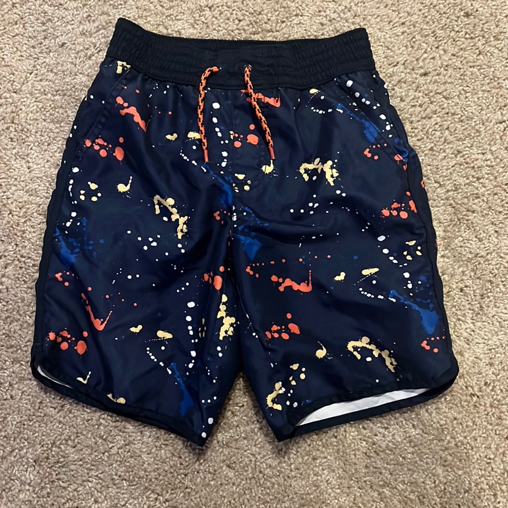 Boys Gymboree Paint Splatter Swim Trunks Size 7-8